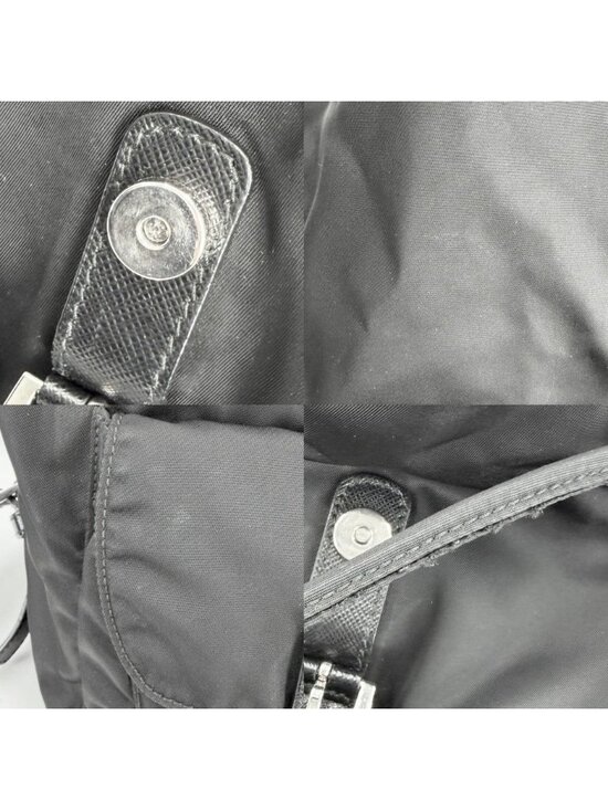 Prada Triangle Logo Backpack Nylon Black Silver main image 7